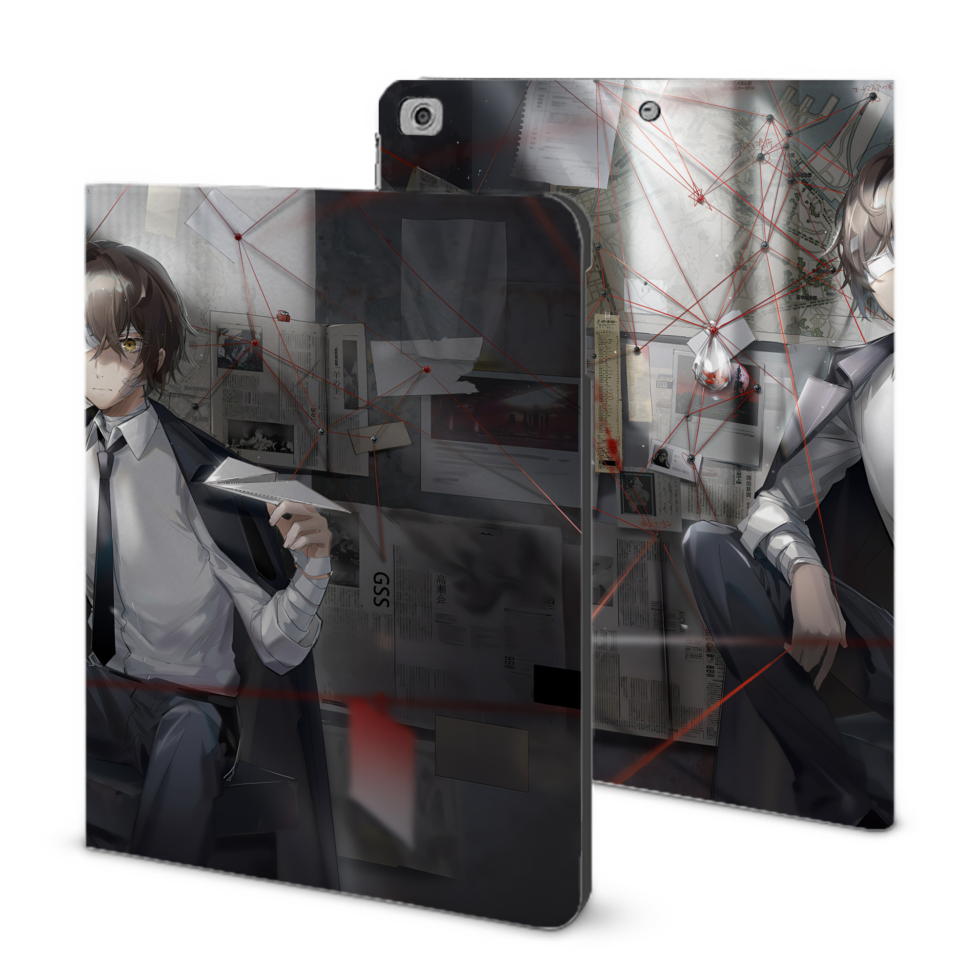 （画像用） 文豪ストレイドッグス Bungo Stray Dogs IPad ケース ブック型 PUレザー TPU 耐衝撃 軽量 薄型 ペン収納なし 全面保護 IPad 各モデル対応